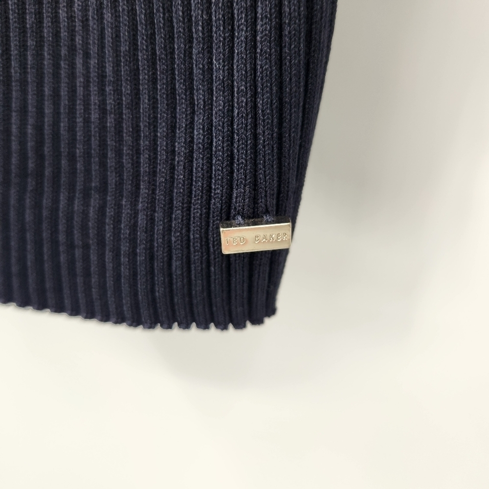 Ted Baker London Wanada Stripe Mock Neck Sweater Womens Size 6 White Metallic - Picture 6 of 11